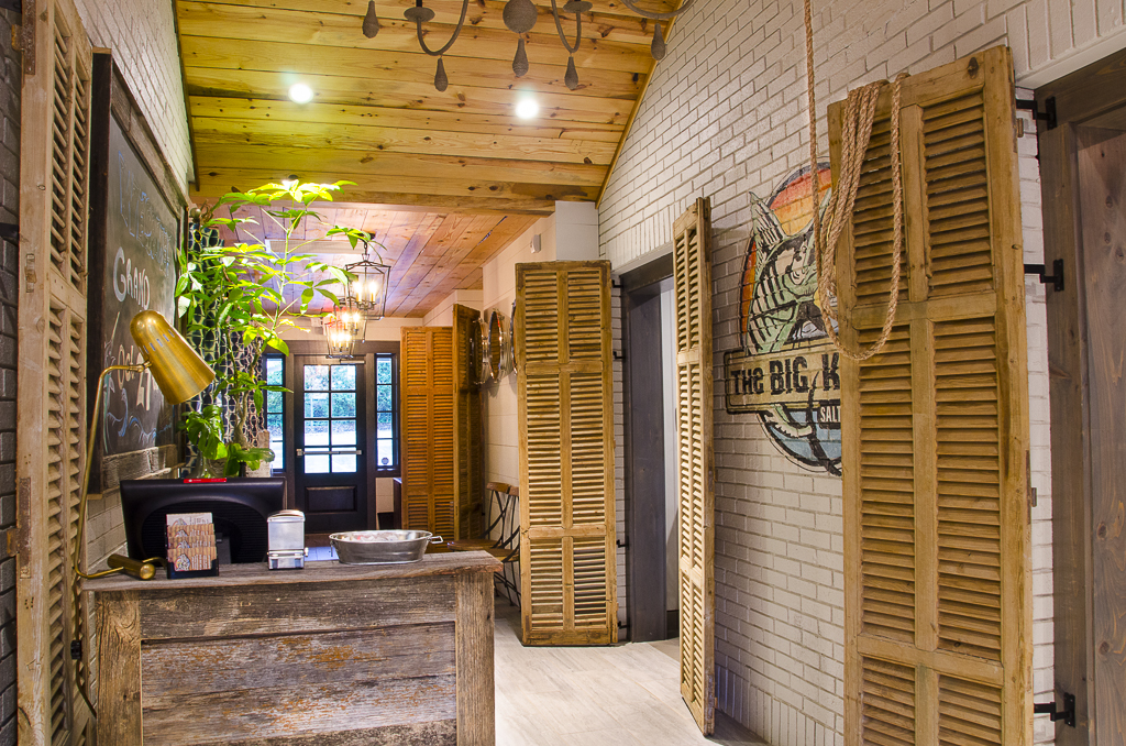 Completed entry and host station at the Canton Street restaurant