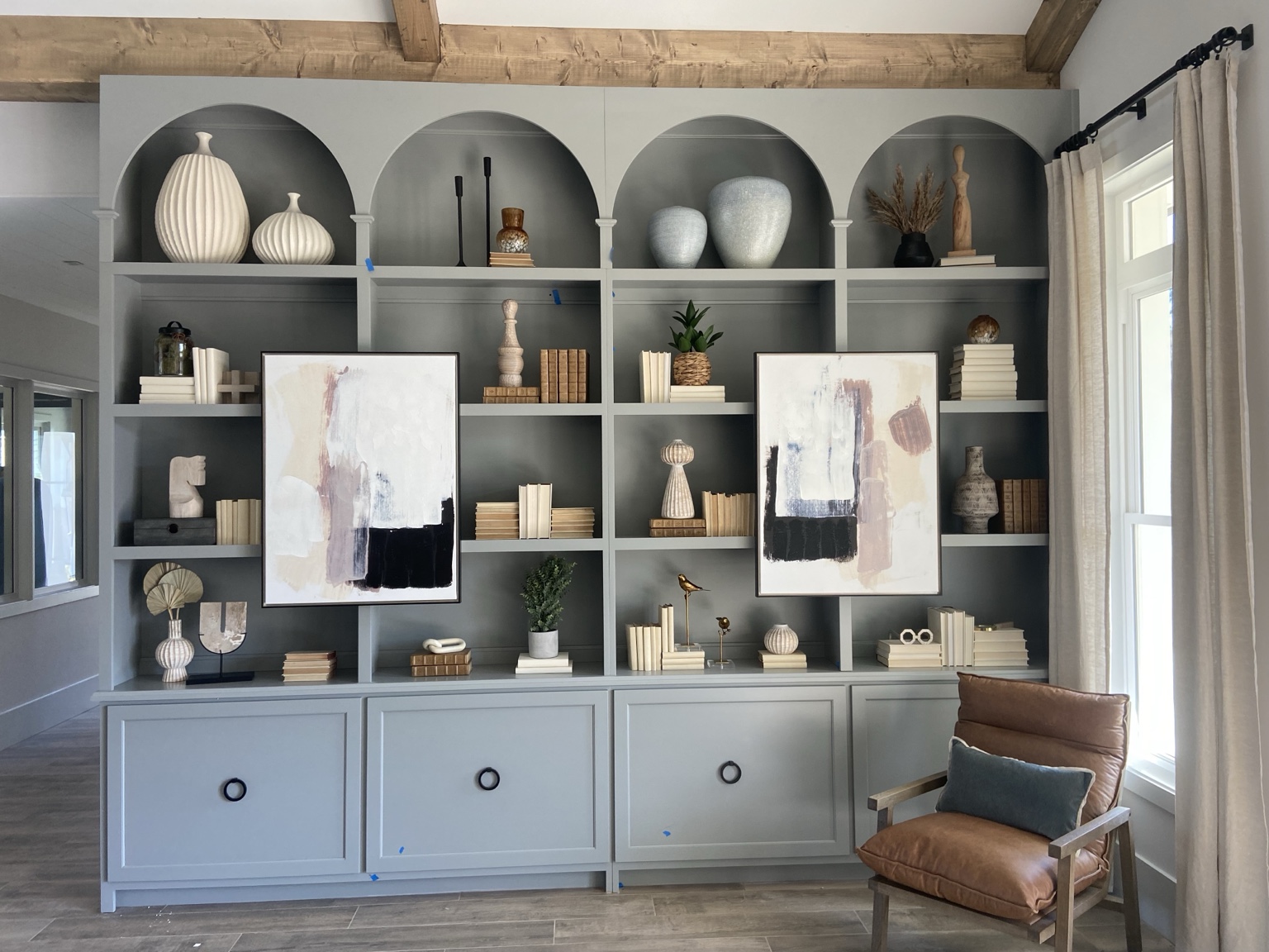 Custom arched built-ins in the Cartersville clubhouse
