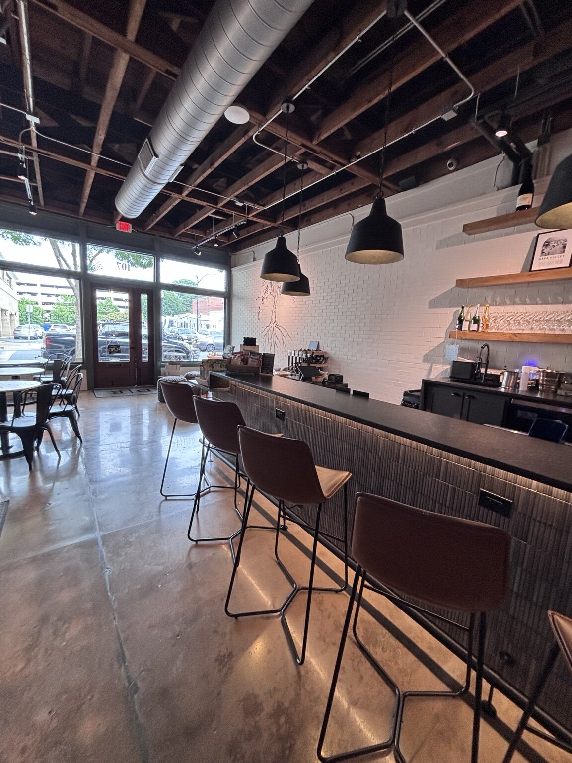 Long tasting bar at Deep Roots Marietta