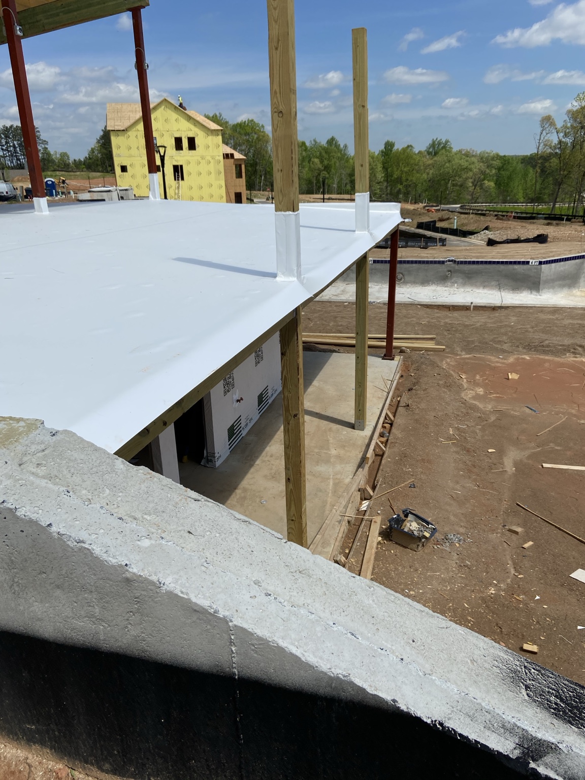 Elevated pool pavilion structure under construction at Inwood