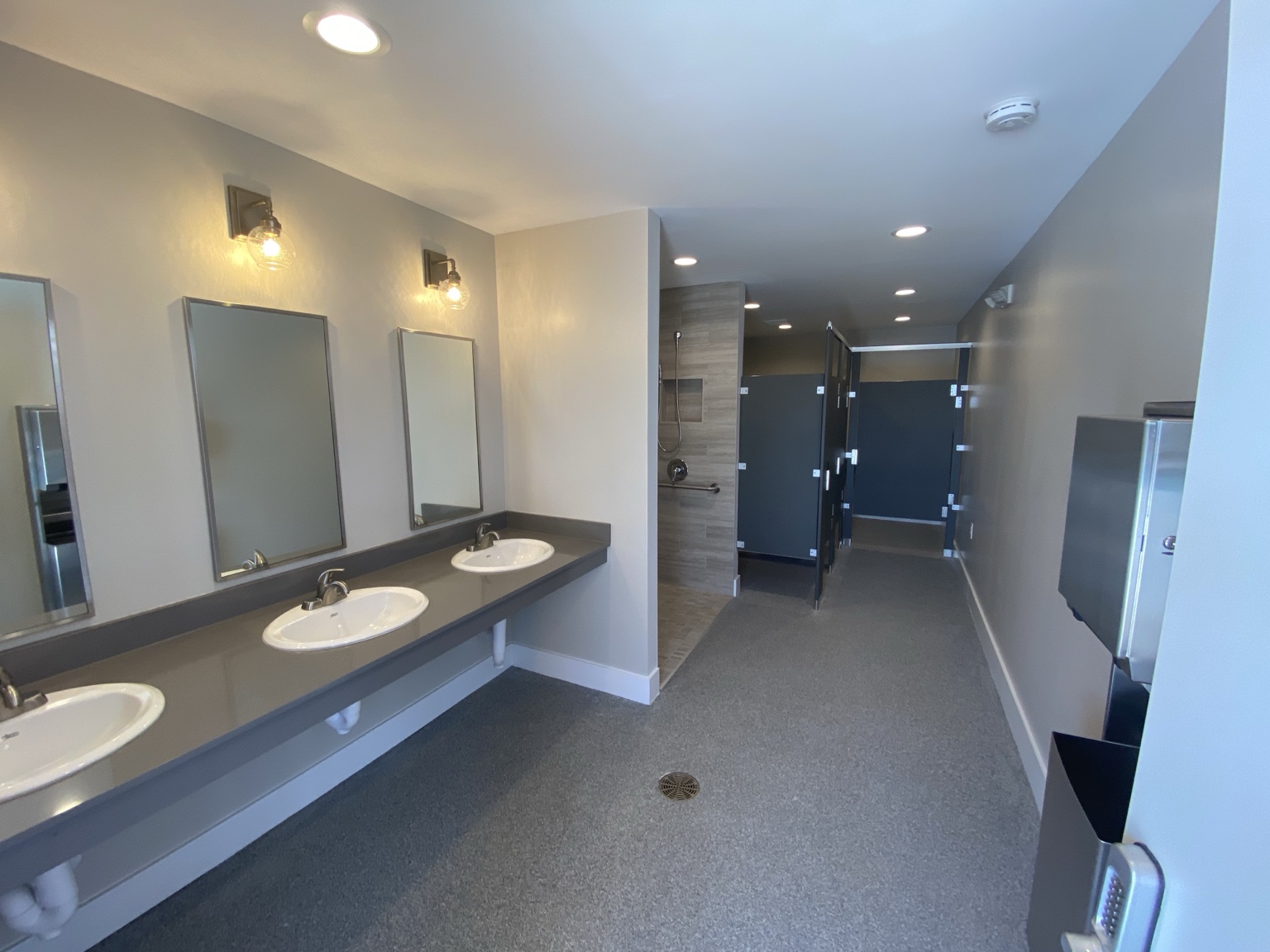 Completed restroom and changing area at the Inwood amenities