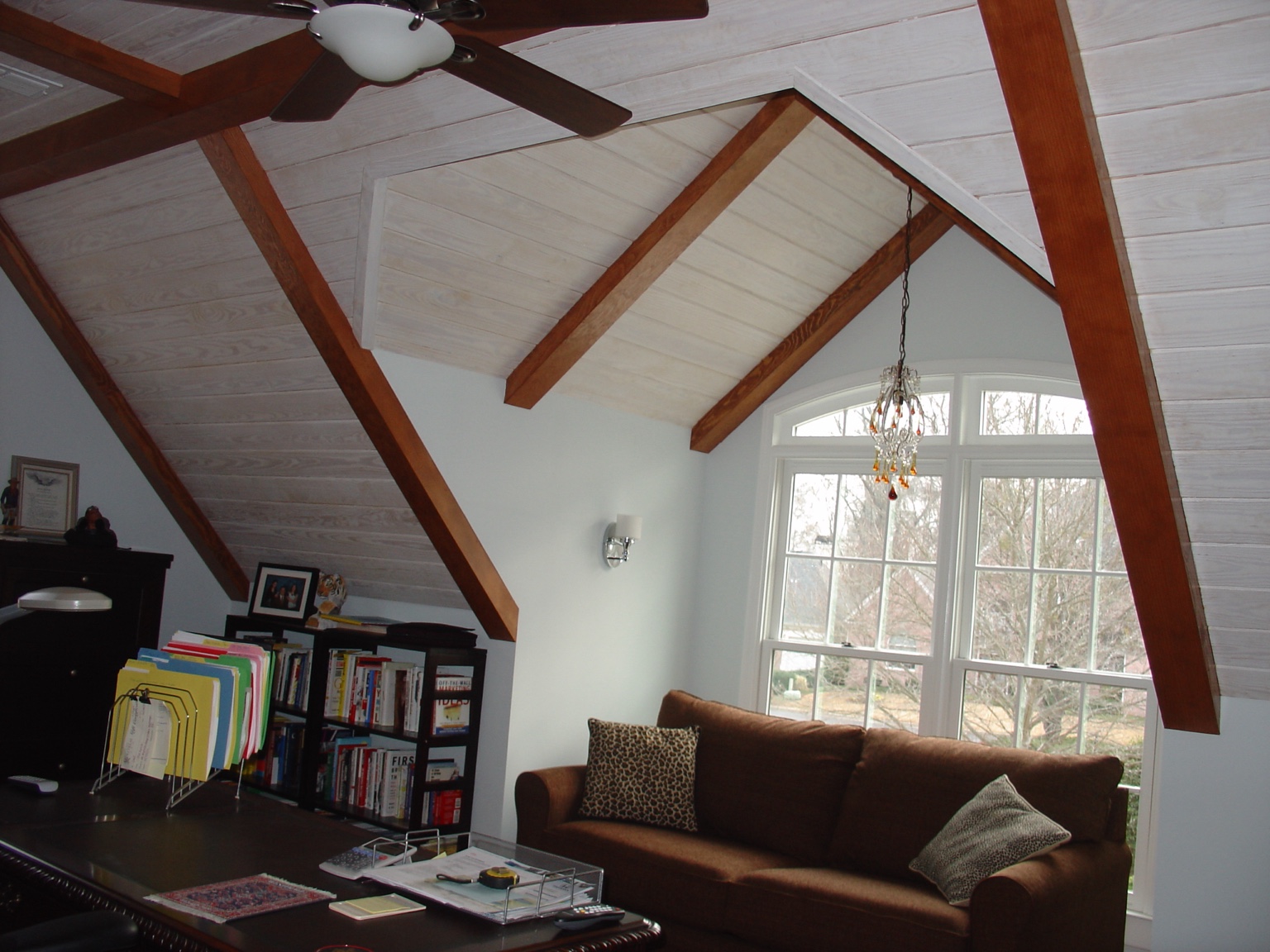 Finished vaulted room created within a walk-up attic conversion